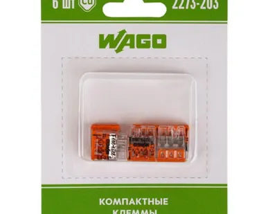 фото Клемма 3-х проводная для распред. короб. (без п) 2273-203 (уп.6шт) WAGO 07-5132-06