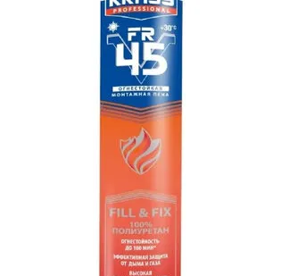 фото Пена монтажная KRASS Professional FR V45 огнеупор 750 мл 0005585