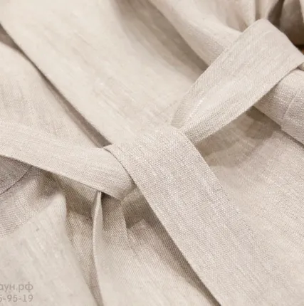 Фото №3 Халат для бани мужской Linen Steam Натюрель (р.54-56, бежевый, 100% лён)