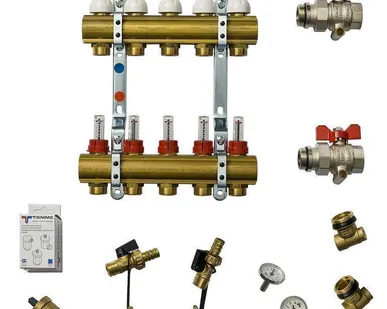фото Коллекторная группа Tiemme 1" х 5 отводов с расходомерами
