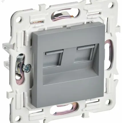 Фото №0 SKANDY Розетка компьютерная двойная RJ45 кат.5E SK-K03Gr серый IEK