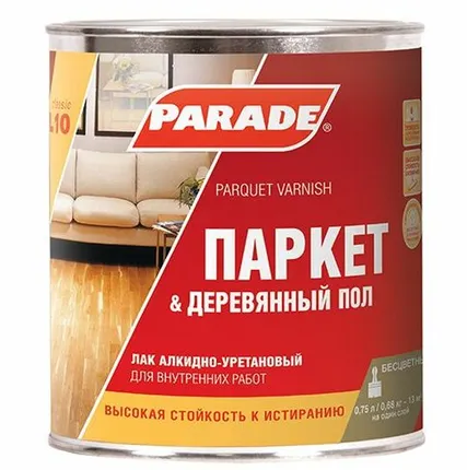 Фото №0 Лак паркетный алкидно-уретановый Парад L10 полуматовый 0,75 л