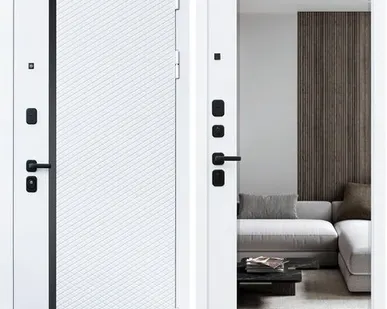 фото Входная дверь Ливерпуль белый матовый-зеркало белый матовый АСД