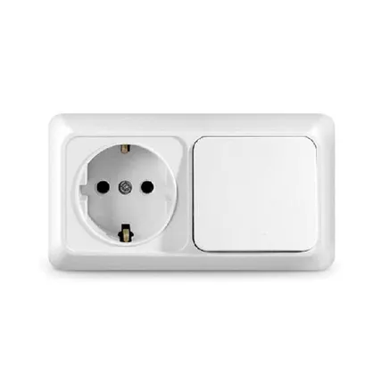 Фото №0 UNIVersal Блок ОП Олимп 1-кл.вык.+роз.с зазем.горизонт.бел. O0032 UNIVersal