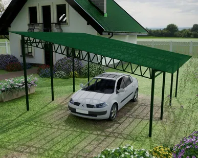 фото Односкатный навес №31 из поликарбоната 6,9х6,3 м