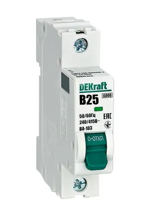 Фото №0 DEKraft Авт. выкл. 1Р 25А х-ка B ВА-103 6кА нов.