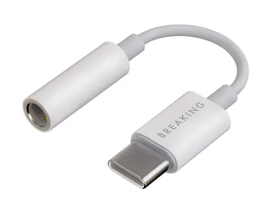фото Адаптер-переходник Breaking (Type-C to 3.5mm mini Jack) 7 см, белый