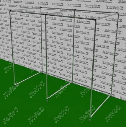 Фото №0 Примерочная стационарная, 2-х секционная, 6 опор 2000х1000х1000мм, хром, без штор