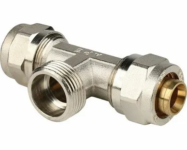 фото Тройник-переходник STOUT с наружной резьбой 3/4 х20 для металлопластиковых труб винтовой