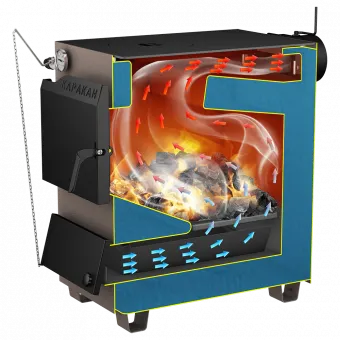 Фото №3 Котел на твердом топливе Каракан 20 ТПЭ 3, 20 кВт с плитой