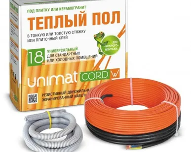 фото Двужильный кабель UNIMAT CORD 18W-10 (180Вт) 0,9-1,4 кв.м