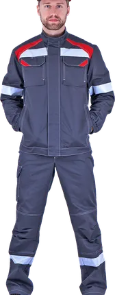 Фото №0 Костюм СТАРАТЕЛЬ летний, серый-красный (Куртка+брюки)