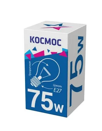 Фото №0 Лампа накаливания 75Вт A50/A55 прозрачная E27 230В КОСМОС LKsmSt55CL75E27v2