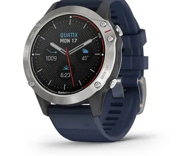 фото Часы Garmin Quatix 6 серый с синим ремешком