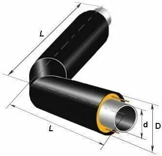Фото №0 Отвод ППУ-ПЭ 90° 32 из черной трубы