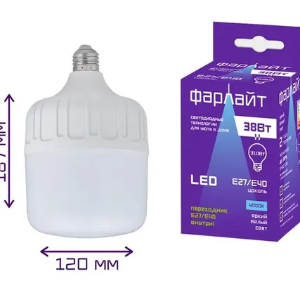 Фото №0 Лампа LED Т120 38Вт, Е-27(40), 6500К, 3100Лм /ФАРЛАЙТ