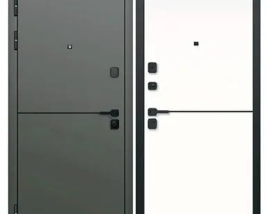 фото Дверь входная Молдинг 9см (Ferroni) МДФ/МДФ, Сатин коричневый/Эмалит белый 2050х960мм, ЛЕВАЯ