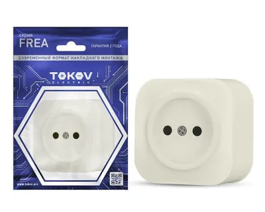 фото Розетка 1-м ОП Frea 16А IP20 250В без заземл. АБС-пластик беж. TOKOV ELECTRIC TKE-FR-R1-C02