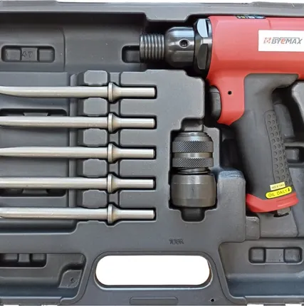 Фото №0 BM-128RSK Мощное пневмозубило с виброзащитой с набором насадок в кейсе, круглый хвостовик, 3 800 уд/мин, 2.1 кг