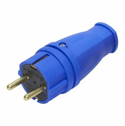 Фото №0 Вилка каучук 1-ф., 16А прямая IP44 синяя RPG16-21-441...