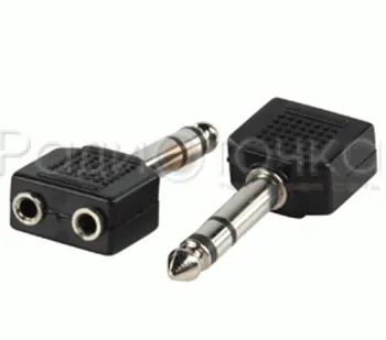 фото Переходник штекер 6,3мм на 2 гнезда 6,3мм стерео (пластик)