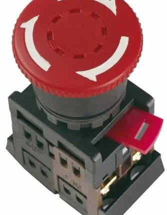 Фото №0 Кнопка АЕ-22 "Грибок" c фиксацией красный d22мм неон...