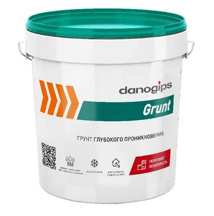 Фото №0 Грунтовка ДАНОГИПС GRUNT гл.проник. /10кг (33)зеленая крышка