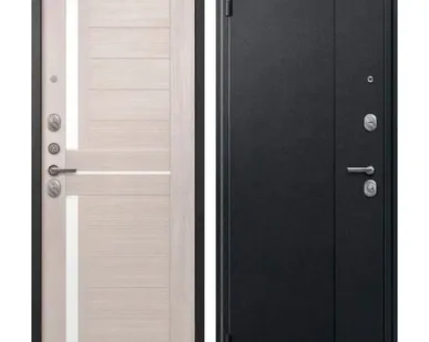 фото Дверь входная А-01 (Центурион) металл/МДФ, Черный сатин/Капучино 2050х860мм, ЛЕВАЯ (2025)