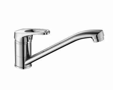 фото Дисма Смеситель для кухни DECOROOM одноручный, с поворотным изливом, хром DR21018