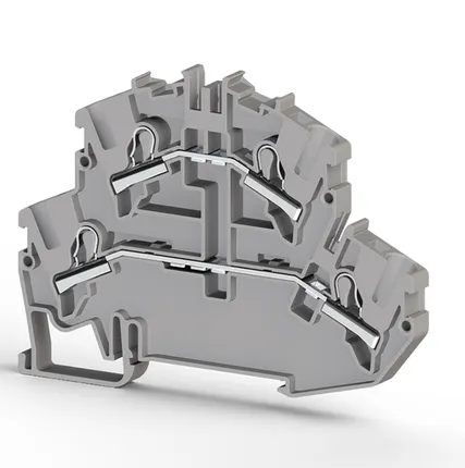 Фото №0 Klemsan Клеммник 2-х ярусный пружинный быстрозажимной (Push in), 4 мм.кв. (серый); PYK4-2F