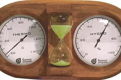 Фото №0 Термометр с гигрометром и песочными часами для бани и сауны (Банные штучки) //4