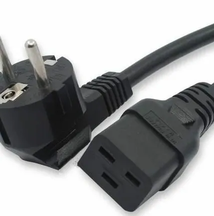 Фото №0 Кабель питания PWC-IEC19-SHM-1.8-BK (Schuko+C19) (3х1.5) 16А угловая вилка 1.8м Hyperline 43798