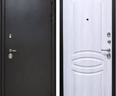 фото СЕЙФ-ДВЕРЬ СТРАЖ "3К Люкс-2" Антик серебро, ФЛ-10, ПВХ Ясень белый снег