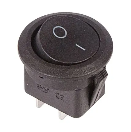 Фото №0 Выключатель клавишный 250В 6А (2с) ON-OFF круглый черн. (RWB-212; SC-214; MRS-102-8) Rexant 36-2550