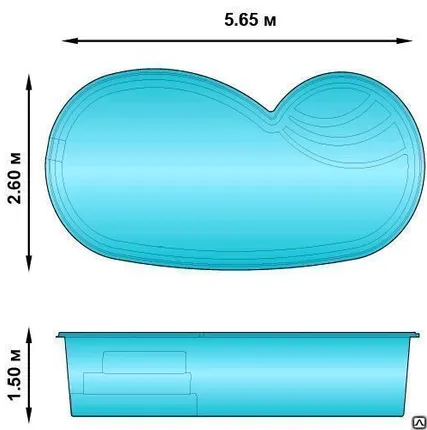 Фото №0 Композитный бассейн Неро (5,65м х 2,6м х 1,5м)