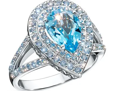 фото Кольцо ЭПЛ Даймонд с топазом, из белого золота