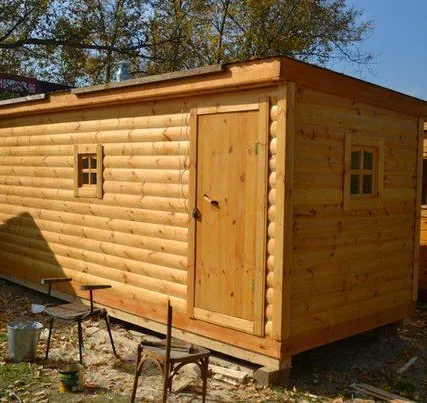 Фото №0 Строительство бана готовой с односкатной крышей 6х2.3 м