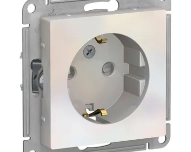 фото Механизм розетки 1-м СП AtlasDesign 16А с заземл. защ. шторки жемчуг SchE ATN000445