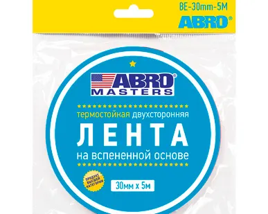 фото Лента клейкая двухсторонняя черная (30мм*5м) BE-30MM-5M-RW ABRO