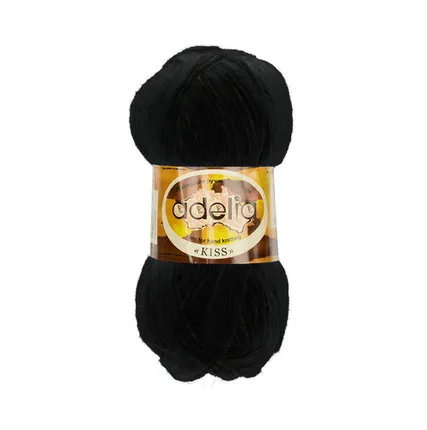 Фото №0 Пряжа ADELIA "KISS" 100% полиэстер 50 г 145 м №01 ЧЕРНЫЙ