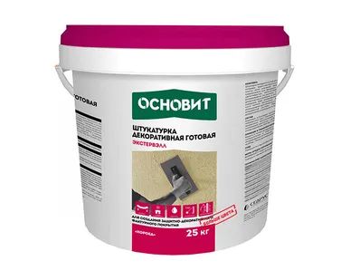 фото Штукатурка декоративная силикатная готовая к применению &quot;КОРОЕД&quot; ОСНОВИТ ЭКСТЕРВЭЛЛ OSt-2.0 WK база для колеровки группа оттенков №3, 25 кг