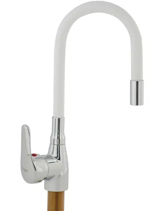 Фото №0 Смеситель ARCO кухня 40 мм, ручка боковая, с гайкой, гибкий излив БЕЛЫЙ, А47(1)01WT