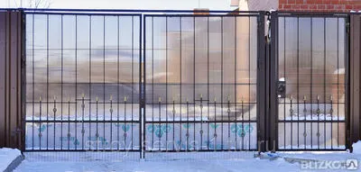 Фото №0 Ворота из поликарбоната с элементами ковки. 3*2 м. без калитки.