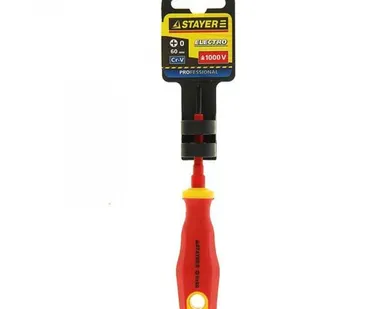 фото Отвертка STAYER PROFI ELEKTRO диэлектрическая до 1000В, двухкомп рукоятка, PH 0х60мм