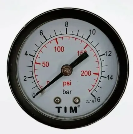 Фото №0 Манометр аксиальный 16 бар Y50T-16bar TIM резьба 1/4*