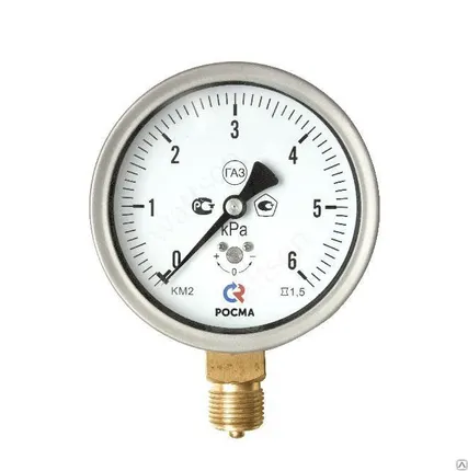 Фото №0 Манометр РОСМА КМ-22Р (0 - 6 kPа) 100 мм, нижн. подкл. G1/2, класс 1.5 (газ