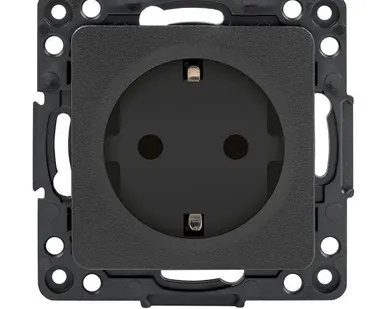 фото Механизм розетки 1-м СП Стокгольм 16А IP20 с заземл. защ. шторки черн. PROxima EKF EZR16-028-10