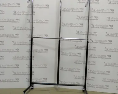 фото Вешало комбинированное, три рожка L=900мм H=1520мм, хром/черное