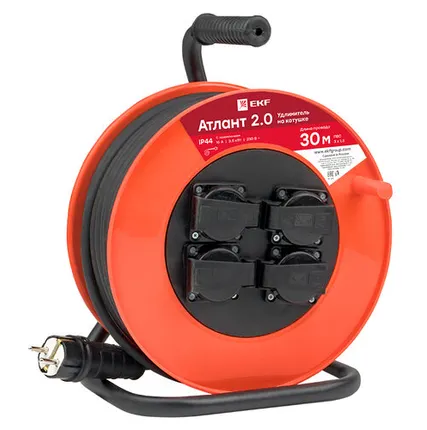 Фото №0 Удлинитель на катушке "Атлант 2.0" 4 гнезда 30м с заз...