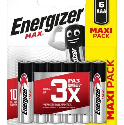 Фото №0 Элемент питания алкалиновый MAX LR03/286 BL6 (6/72/15552) (блист.6шт) Energizer E301532701